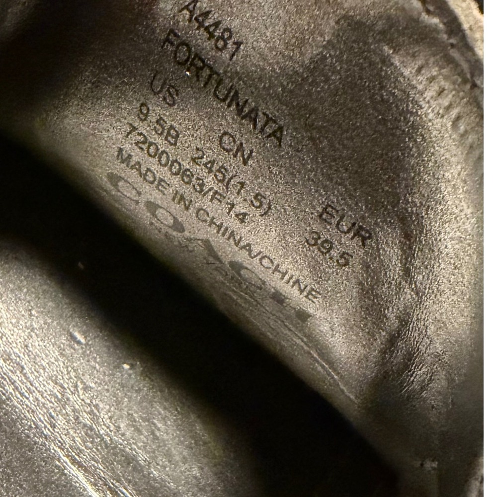 Coach Fortunata Suede Driving Loafers Taupe‎ Gray Logo Flats A4481 Womens 9.5B - Picture 5 of 5